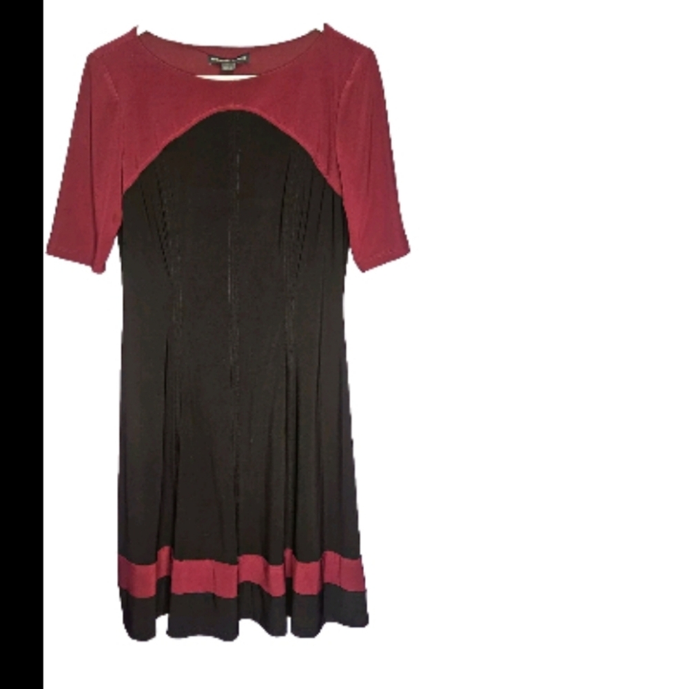 American Living Womens Black And Burgandy Dress 3/4 Sleeve Size 10